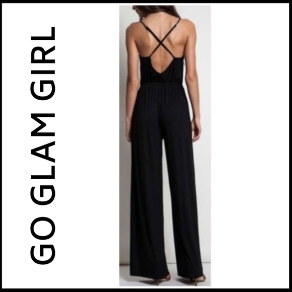 Glam Girl Fashion Pants - NWT LAST ONE! Crisscross Strappy Black Jumpsuit M